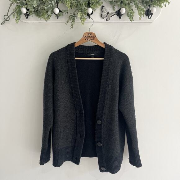 Allbirds Cardigan Womens Small Black Merino Wool V Neck Button Sweater X4120 - Picture 1 of 4
